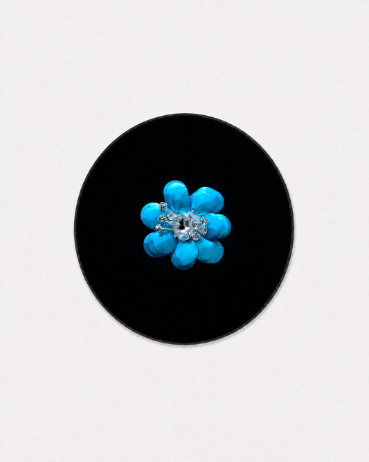 Lake Blue Rhinestone Flower