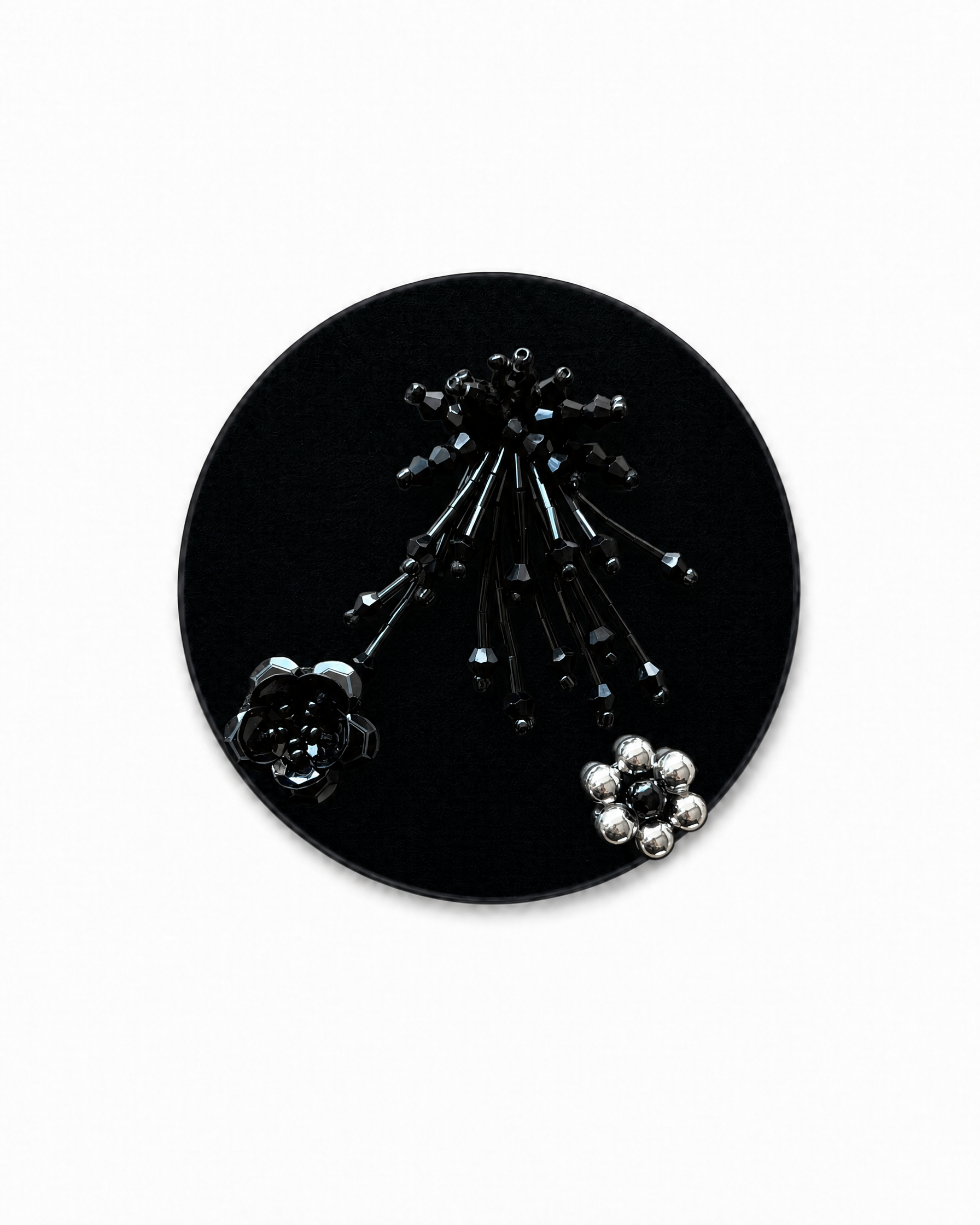 Jet Black with Black & White Flower